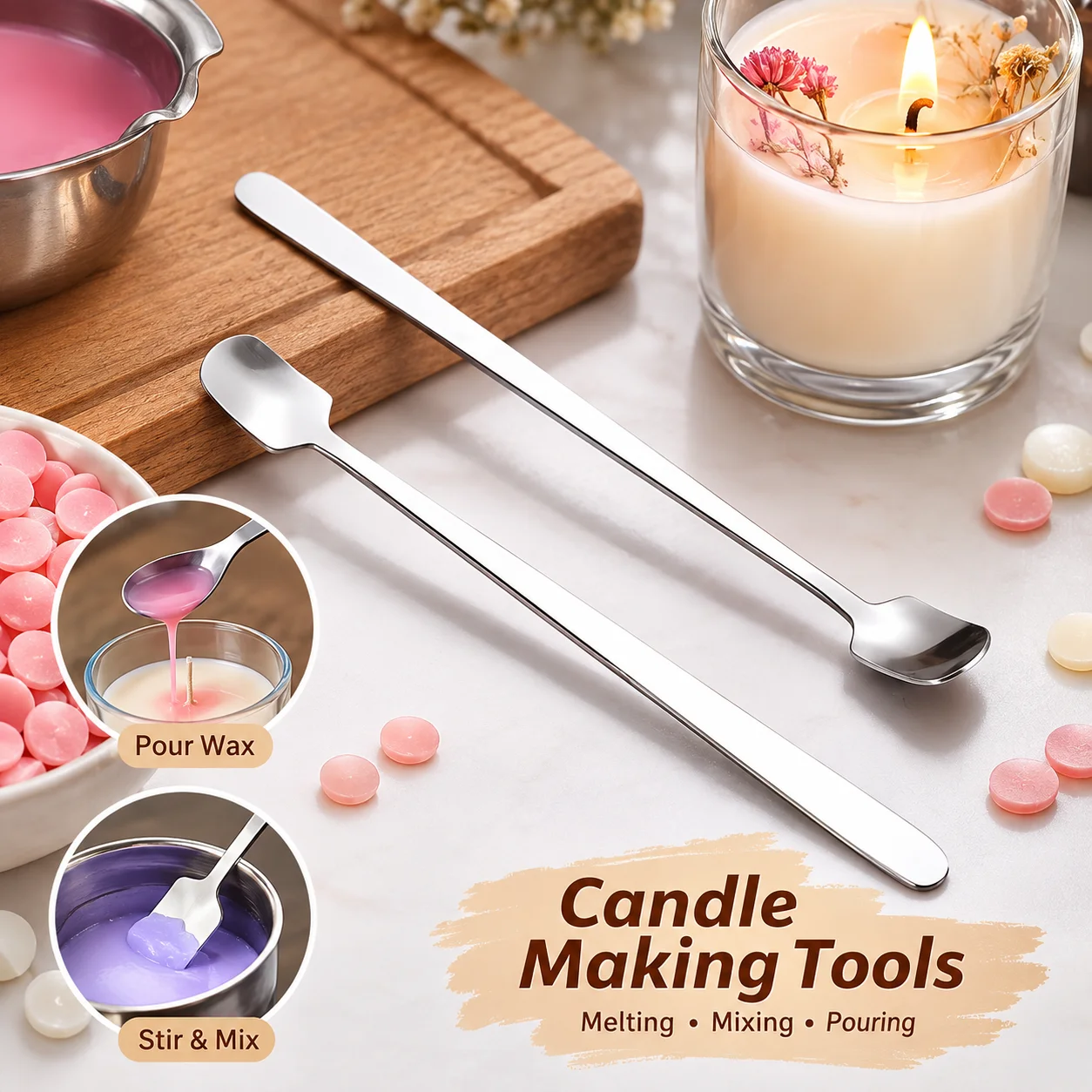 Candle Supplies Bulk - 1/2PCS Stainless Steel Candle Making Spoon